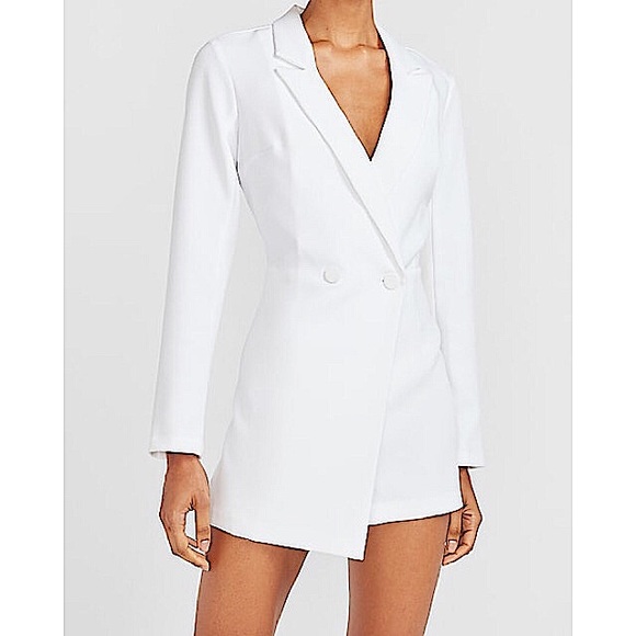 Express Long Sleeve Blazer Romper Xxs 